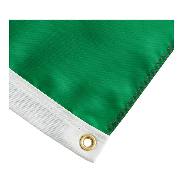 A green and white nylon Valley Forge Italy flag with gold trim.