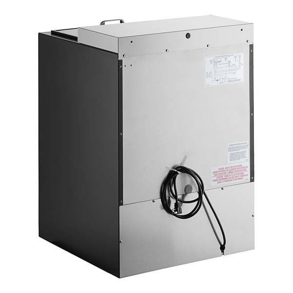 A black and silver Perlick glass froster with a black cord.