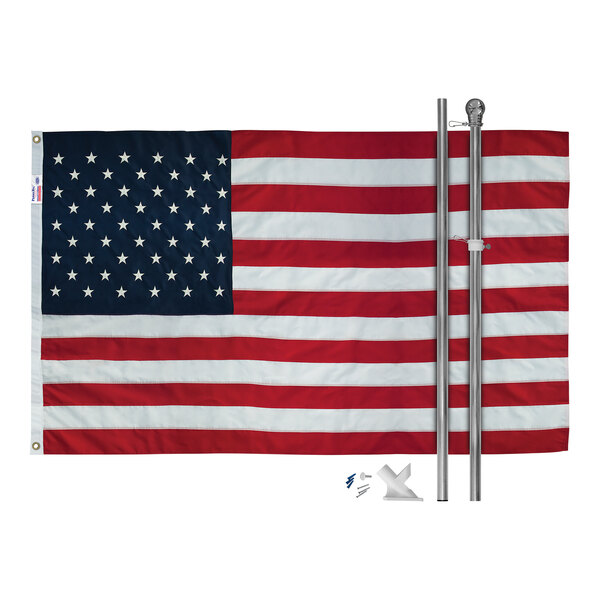 A Valley Forge United States of America flag kit with a flag and flag pole.
