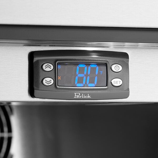 A digital display on a Perlick undercounter freezer.
