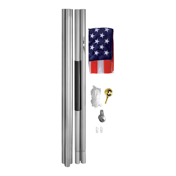 A Valley Forge aluminum flag pole with a United States flag flying.