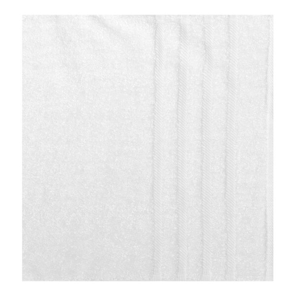 A close-up of a white towel with a textured pattern.