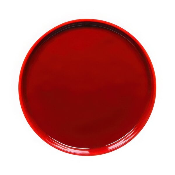 A red Elite Global Solutions Maya coupe melamine plate.