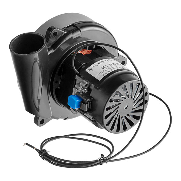 A black Lavex electric motor with blue and black cables.