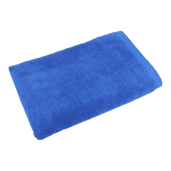 A blue 1888 Mills bath towel.