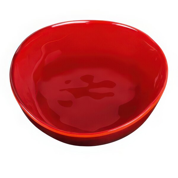 A red bowl with a white background.