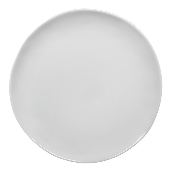 An Elite Global Solutions Maya cream melamine plate with a round rim.