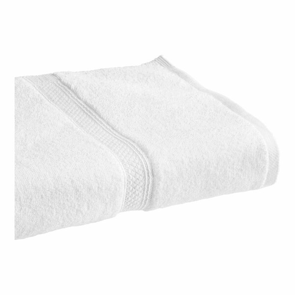 A close-up of a white 1888 Mills Magnificence Pima Cotton bath sheet folded.