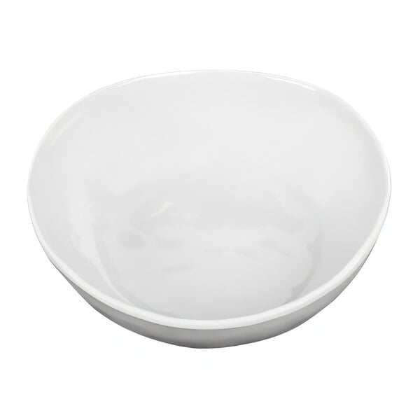 A white bowl with a small rim on a white background.