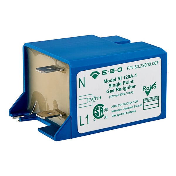 An American Range Tytronics gas re-ignitor module with blue and white labels.