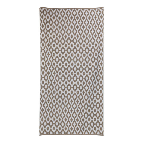 A tan 1888 Mills Fibertone pool towel with a diamond pattern.