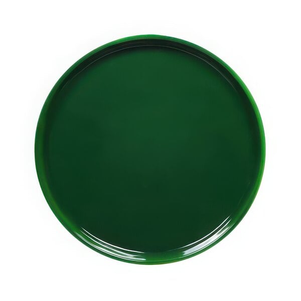 A close up of a green Elite Global Solutions Maya coupe melamine plate.