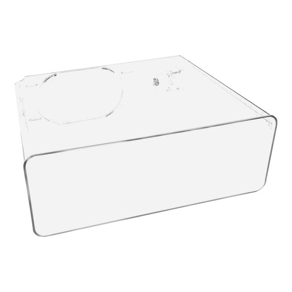 A clear plastic container with a circle in the middle.