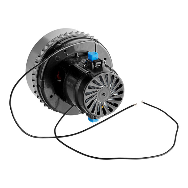 A Lavex vacuum motor with wires attached to it.