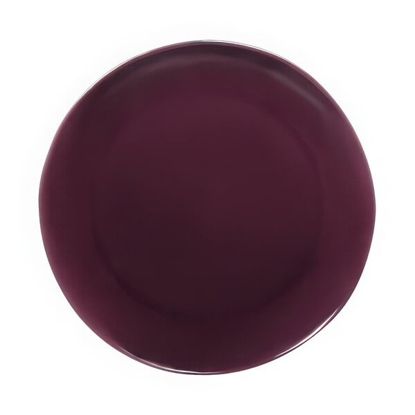 A purple Elite Global Solutions melamine plate with a reactive glaze finish.