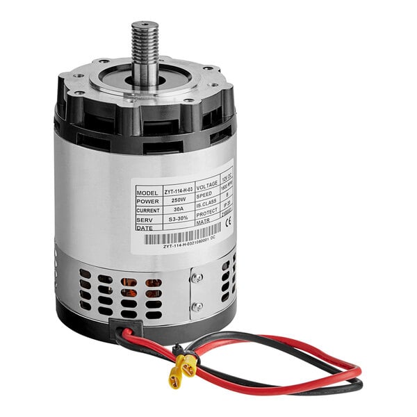 A Lavex Brush Motor with red and black wires.