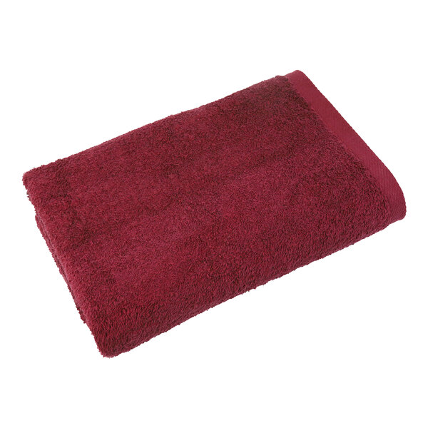 A red 1888 Mills Millennium bath sheet.