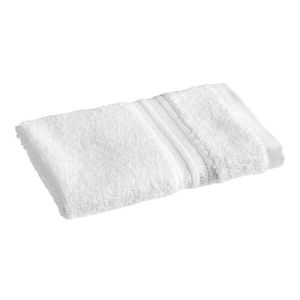 A close-up of a white 1888 Mills Sweet South washcloth.