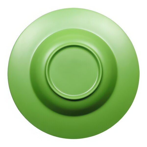 A green melamine bowl with a circular edge.