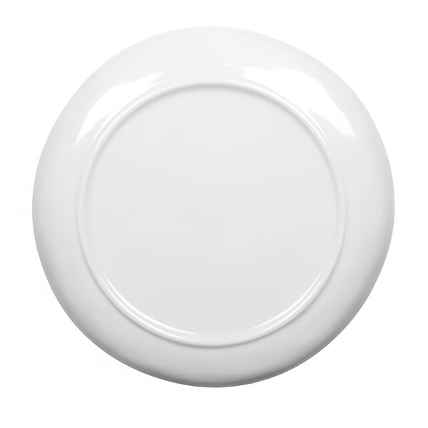 A white plate with a circular edge.