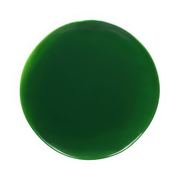 A green melamine plate with a white reactive glaze border.