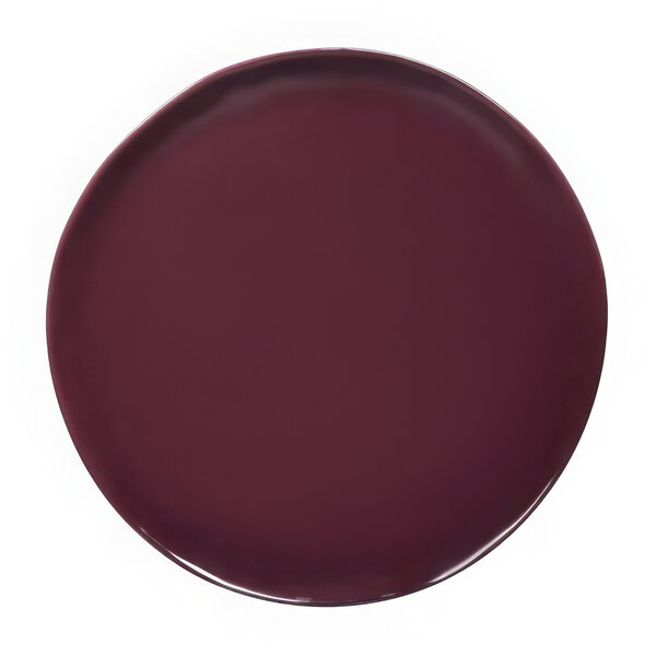 A dark purple Elite Global Solutions Maya melamine plate with a white border.