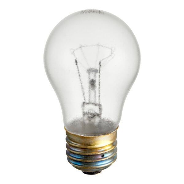 A Hatco coated light bulb with a filament on a white background.