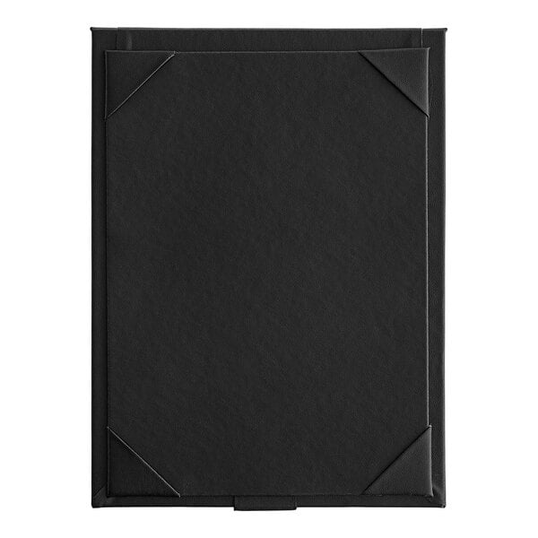 An Acopa Prime black rectangular table tent with corner corners.