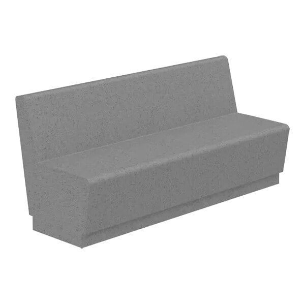 A grey concrete bench with a grey seat and back.