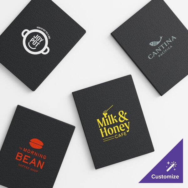 Acopa Prime 8 1/2" x 11" Black 4-View Vinyl Menu Booklet