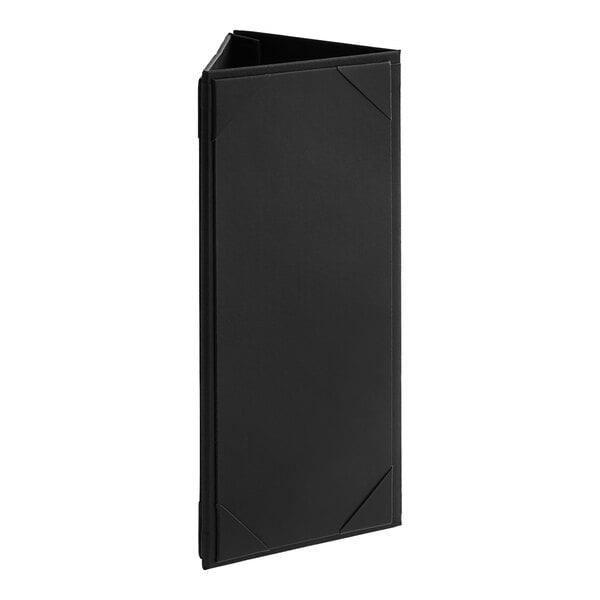 An Acopa Prime black triangular table tent with a black border and corners.