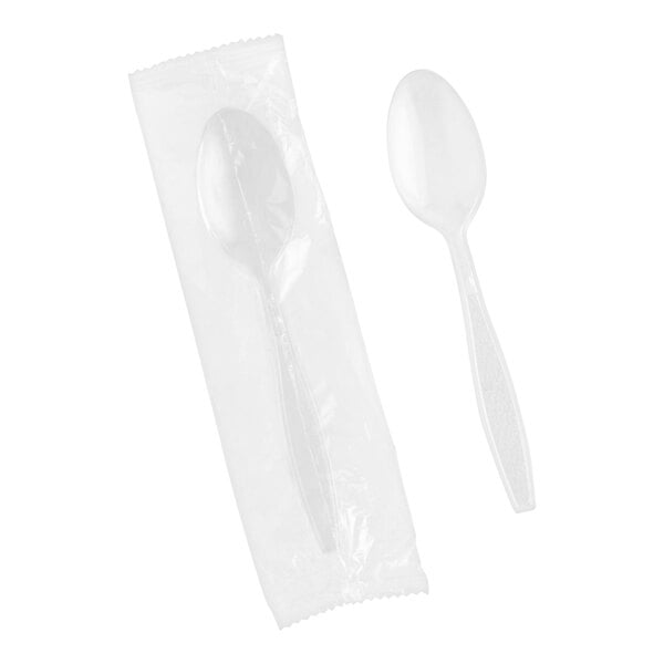 Choice 6" Extra Heavy Weight Clear Wrapped Polystyrene Plastic Teaspoon - 1,000/Case