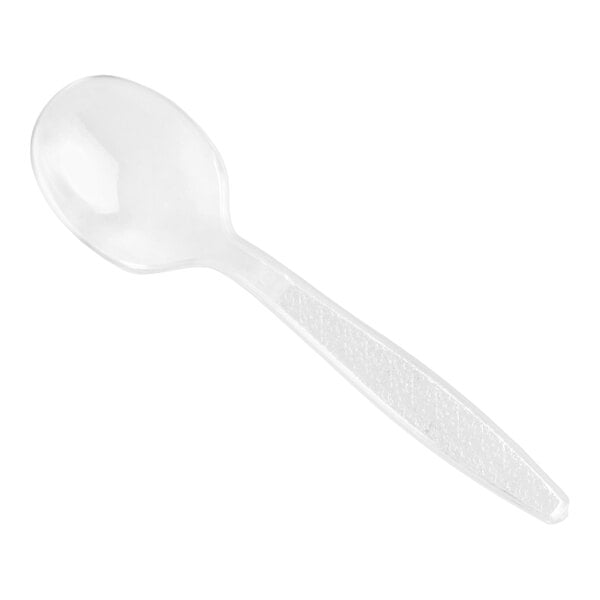 Choice 5 3/4" Extra Heavy Weight Clear Polystyrene Plastic Soup Spoon - 1,000/Case