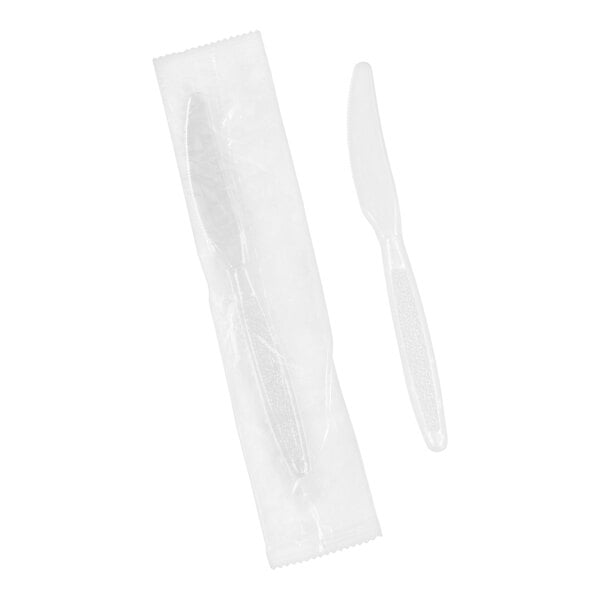 Choice 7 5/8" Extra Heavy Weight Clear Wrapped Polystyrene Plastic Knife - 1,000/Case