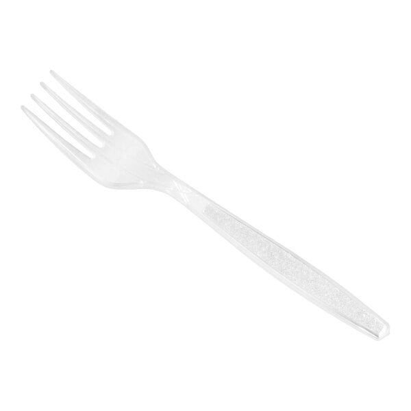 Choice 7 1/8" Extra Heavy Weight Clear Polystyrene Plastic Fork - 1,000/Case