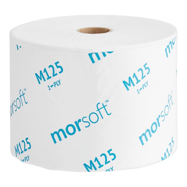 A Morcon Morsoft toilet paper roll with Morsoft branding.