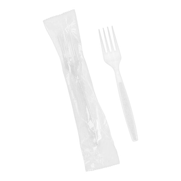 Choice Clear Extra Heavy Weight Wrapped Polystyrene Plastic Fork - 1,000/Case