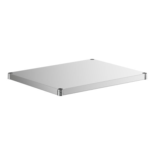 A white rectangular Regency stainless steel shelf with metal corners.