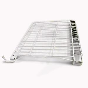 A white metal wire shelf.