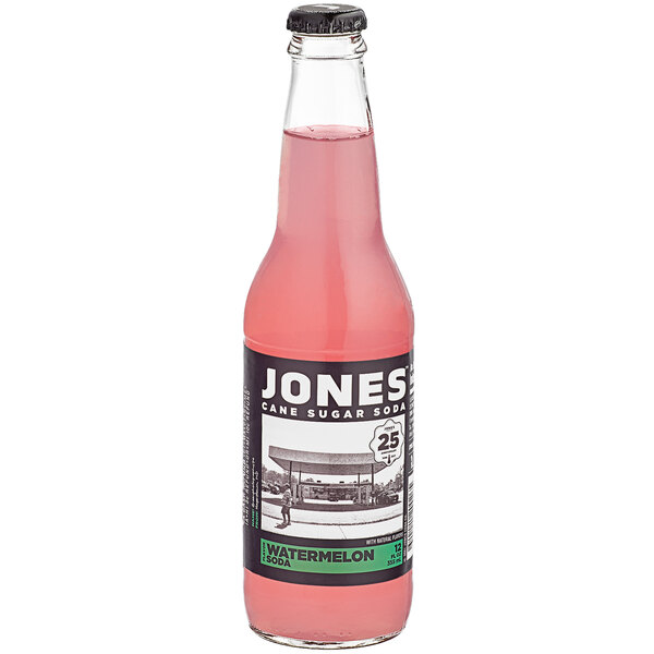 A case of Jones Watermelon Soda on a table.