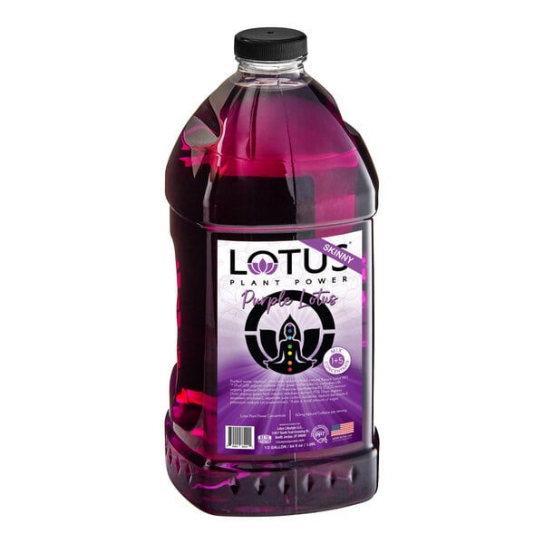 A 64 fl. oz. bottle of Lotus Plant Power Sugar-Free Purple Lotus 5:1 Energy Concentrate.