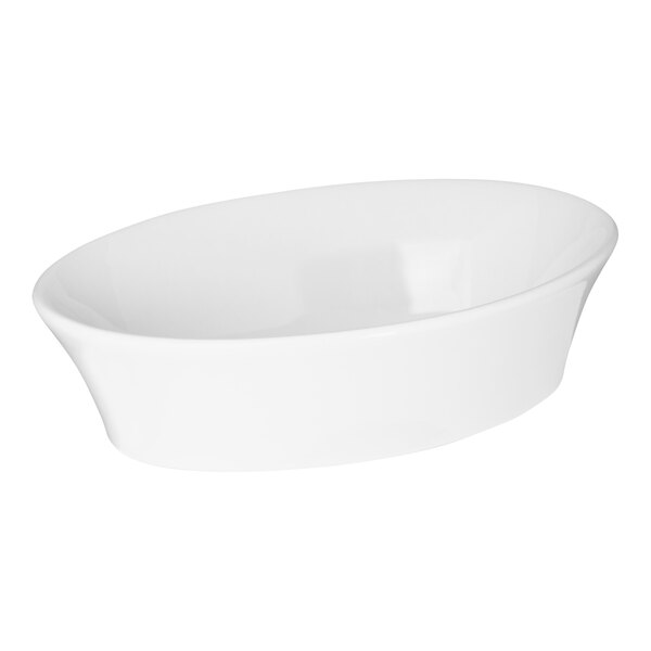 A white oval shaped bowl.