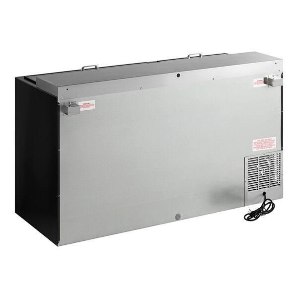 A large black rectangular Perlick bottle cooler with a vent.