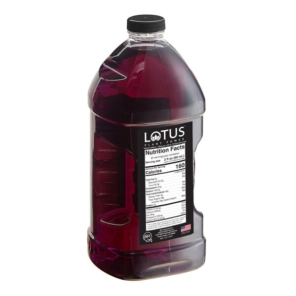 A bottle of Lotus Plant Power Purple Lotus concentrate with purple liquid.
