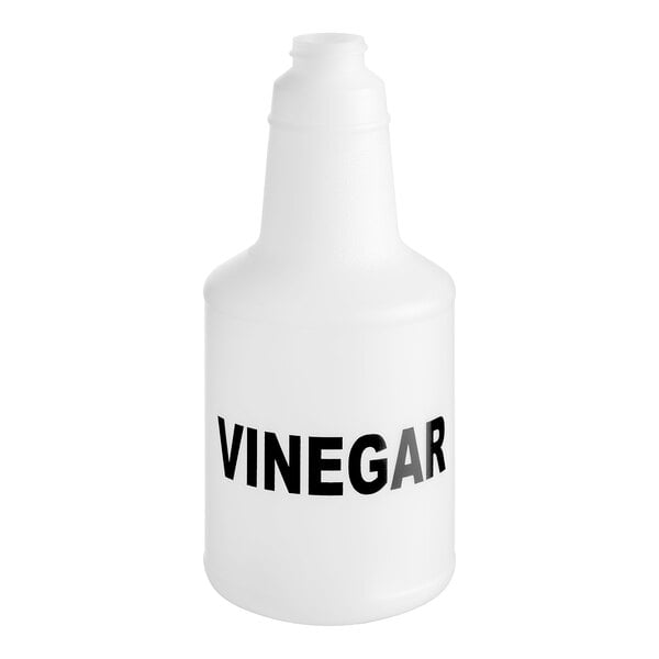 A white 24 oz. bottle labeled "Vinegar" with black text.