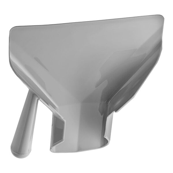 A grey plastic French fry scoop with a long handle.