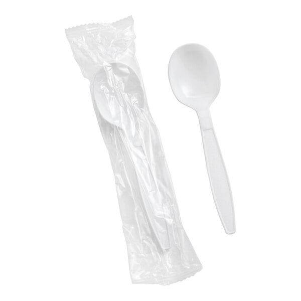 Choice White Heavy Weight Wrapped Polystyrene Plastic Soup Spoon - 1,000/Case