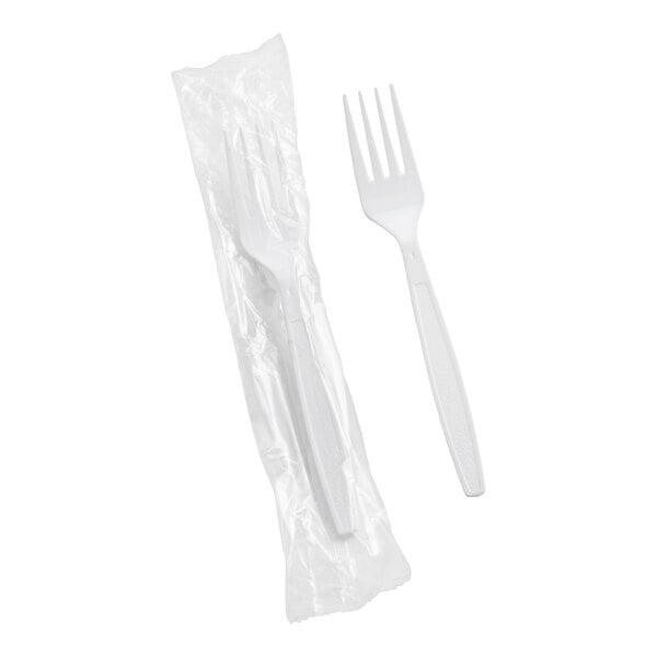 Choice White Heavy Weight Wrapped Polystyrene Plastic Fork - 1,000/Case