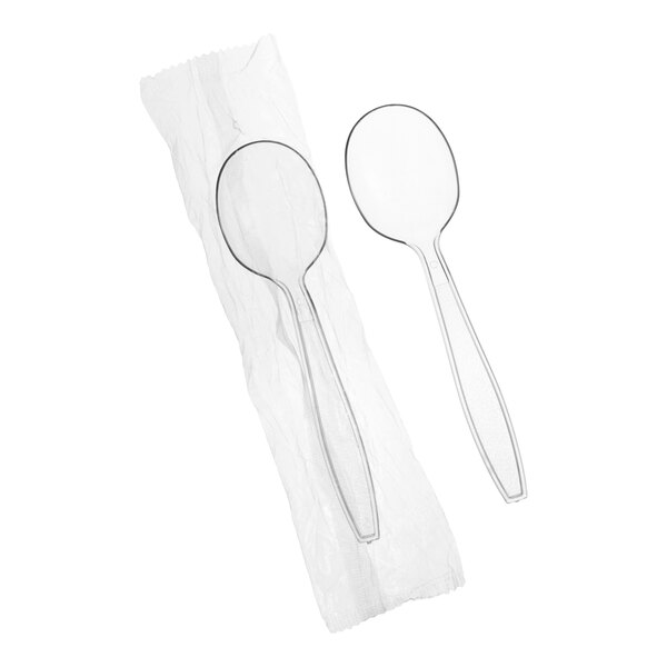 Choice Clear Heavy Weight Wrapped Polystyrene Plastic Soup Spoon - 1,000/Case
