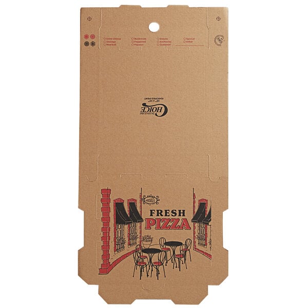 A Choice kraft cardboard pizza box with a logo.
